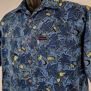 Vintage FUBU Blue Button Up Shirt‎ Size Large